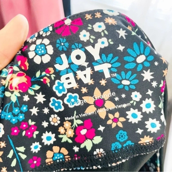 Joy Lab Black Floral Mesh Athletic Leggings Size L - Picture 5 of 5